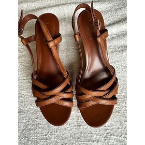 Ralph Lauren Women's Brown Suede Wedge Sandals Size 8 Slingback Casual